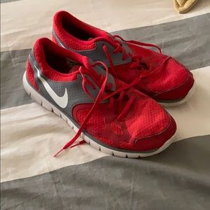 Red Nike running shoe
